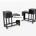 Two Dark Wooden Shelving Units With Open Design And Simple Structure 3d model