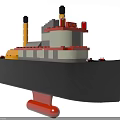 Building Blocks Ship Model With Black Hull Yellow Red Chimneys And White Gray Structure 3d model