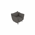 Taupe Fabric Accent Chair With Large Plush Cushions And Black Tapered Legs