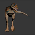 Detailed Dinosaur Character Design With Standing Pose Blue Brown Patterns And 3d model