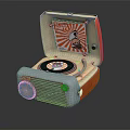 Vintage Retro Record Player Speaker System Open Case With Vinyl Record And Classic Design