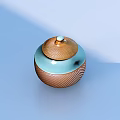 Stylish Round Storage Jar With Wooden Lid And Light Blue Ceramic Body