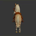 Light Brown Toy Horse Figure With White Mane Tail And Orange Saddle Reins