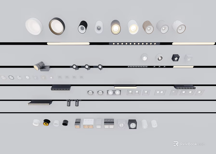 Various Modern LED Downlights and Spotlights for Home and Commercial Lighting 3d model 