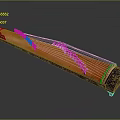 Traditional Chinese Guzheng Musical Instrument With Wooden Body White Strings And Decorative Edges