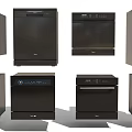 Modern Black Kitchen Appliances Collection With Various Types And Sleek Design 3d model