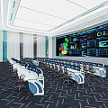 modern monitoring room command control hall monitoring hall dispatching command center office desk and chair 3d model