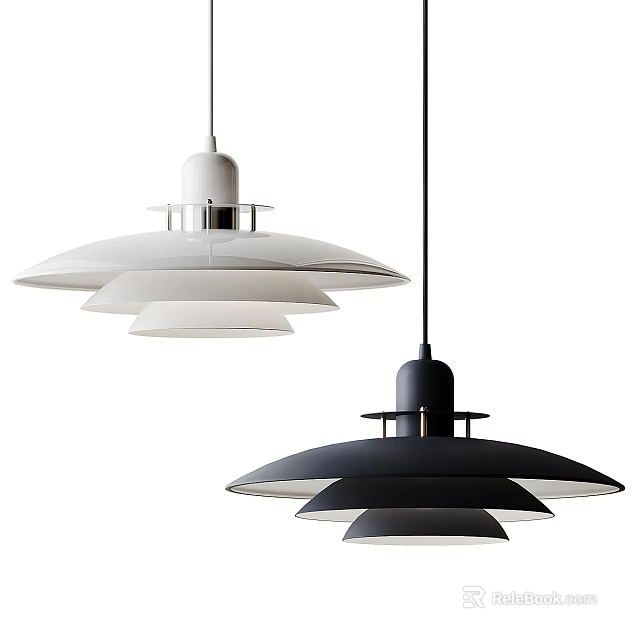 Modern Minimalist Pendant Lights White And Black Multi Layered Design For Contemporary Interiors 3d model 
