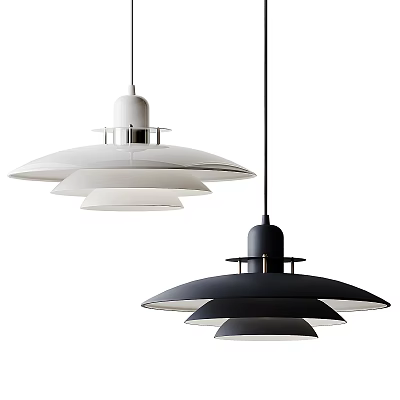 Modern Minimalist Pendant Lights White And Black Multi Layered Design For Contemporary Interiors 3d model