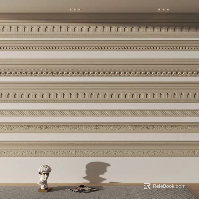 Decorative Crown Molding Styles for Interior Design with Intricate Patterns 3d model