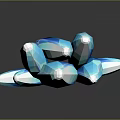 Elegant Wooden Stone Artwork with Petal Inspired Shape and Blue White Glossy Surface Reflection
