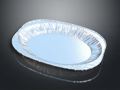 Disposable Aluminum Foil Oval Tableware Set With Crimped Edges And Reflective Surface 3d model