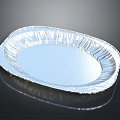 Disposable Aluminum Foil Oval Tableware Set With Crimped Edges And Reflective Surface