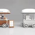 Mobile Food Cart Design With Brown And White Exterior And Signboard