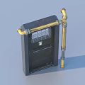 Vintage Style Decorative Storage Box With Black Body Golden Pipes And Grid Design