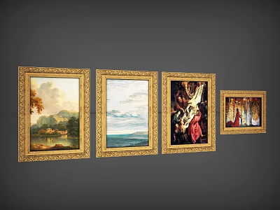 Oil painting mural painting frame wall painting artwork 3d model
