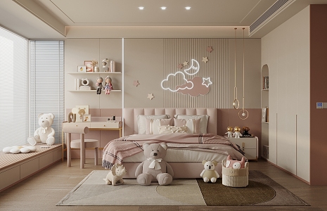 Modern style children's room daughter room 3d model