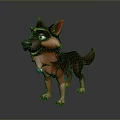 3D Character Dog German Shepherd Style With Brown Black Fur Red Ears Blue Collar Pendant