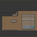 Modern Wooden Building With Black Roof Balcony Staircase Chairs And Large Glass Windows