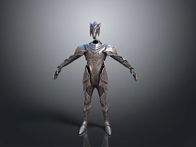 Futuristic Silver Humanoid Armor Design With Intricate Patterns And Full Body 3d model