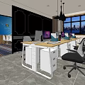 Modern Public Office Space With Open Layout Desks Chairs And Decorative Paintings