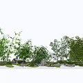 Serene Garden Feature Design With Bamboo Stones And Various Green Plants
