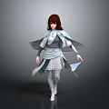 Fantasy Game Movie Character With Brown Hair Gray Cloak White Outfit And Standing Pose