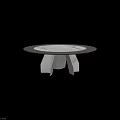 Sleek Modern Round Dining Table With Marble Top And Metal Base Design 3d model