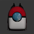 Modern Red And White Backpack With Black Accents And Circular Transparent Window