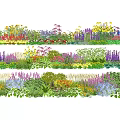 Vibrant Garden Flower Bed With Various Plant Species And Colorful Blooms Arrangement