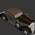 Functional Vintage Convertible Car Featuring Dark Brown Silver Body Classic Design Round Headlights And Wheels