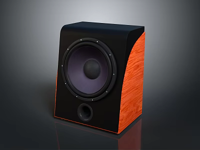 High Quality Audio Speaker With Black Orange Wooden Panel Modern Subwoofer Driver Design 3d model