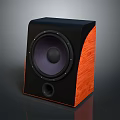 High Quality Audio Speaker With Black Orange Wooden Panel Modern Subwoofer Driver Design
