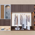 Modern Multi Functional Wooden Wardrobe Display Shelf With LED Light For Garments And Accessories
