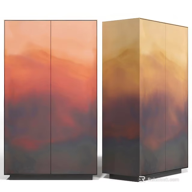 Decorative Cabinet Featuring Gradient Color Panels For Modern Artistic Home Decor 3d model