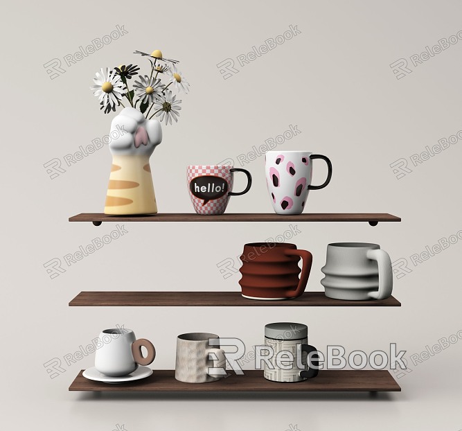 Modern Cup Storage Rack Mugs model