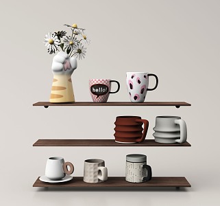 Modern Cup Storage Rack Mugs 3d model