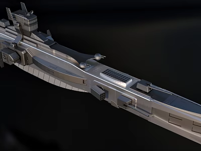 Futuristic Sci Fi Battleship With Metallic Hull And Detailed Structure 3d model