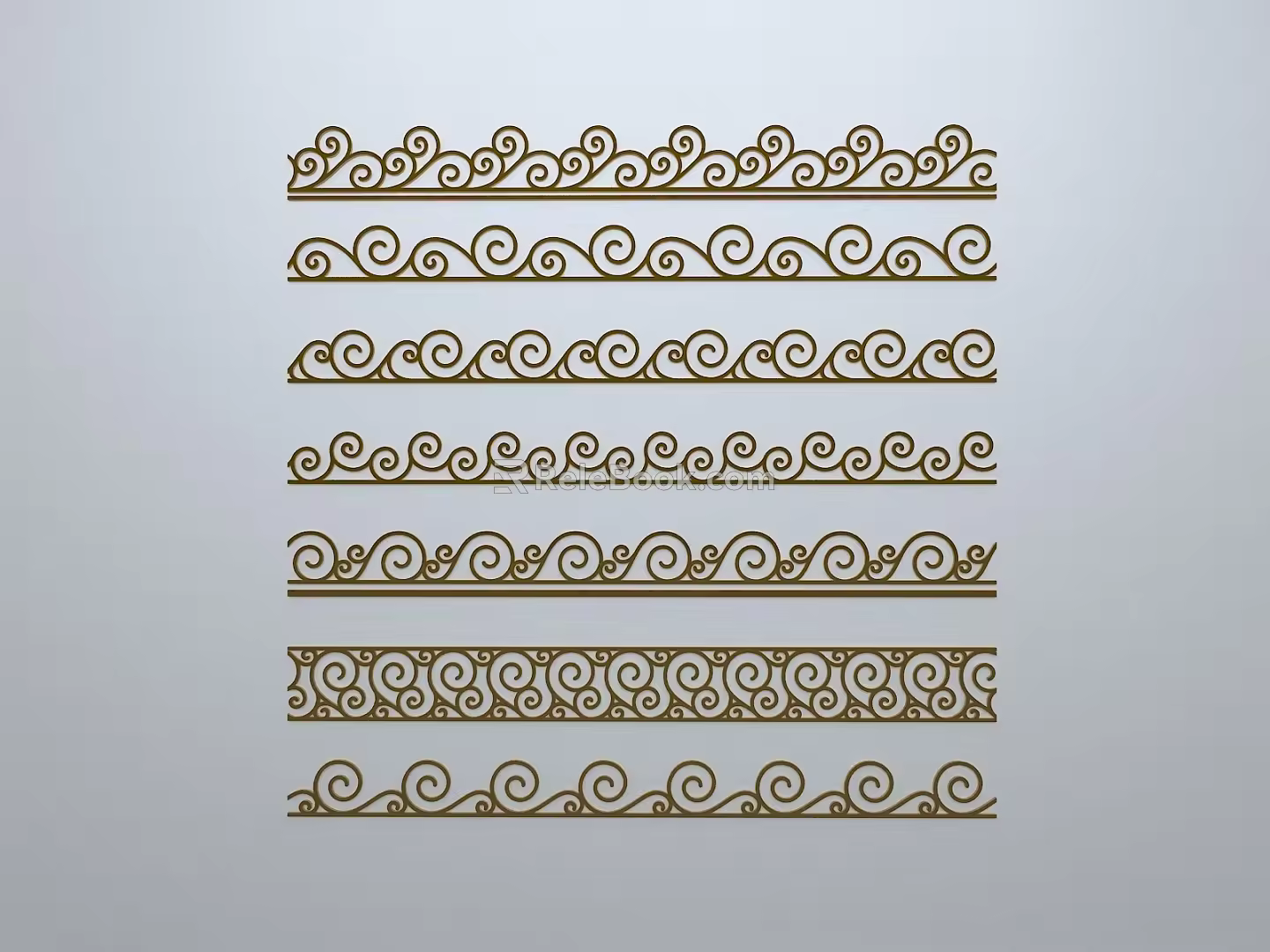 European-style window grilles silhouette pane window sill border openwork window edge strip 3d model