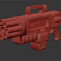Green Multi Barrel Weapon With Metallic Texture Display Screen And Mechanical Design