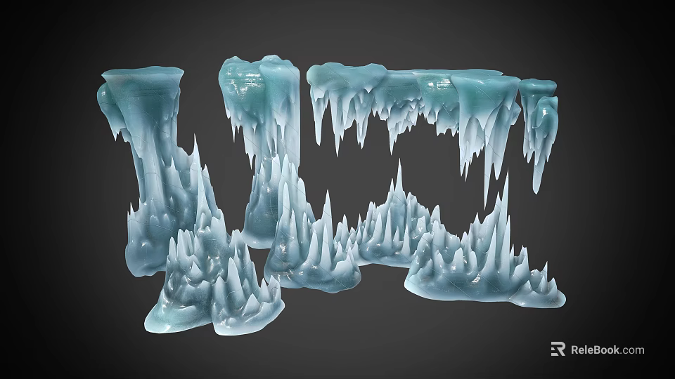 Crystal Frosty Ice Formations With Icicles And Spiked Structures 3d model