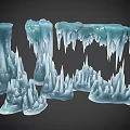 Crystal Frosty Ice Formations With Icicles And Spiked Structures 3d model