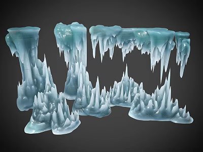 Crystal Frosty Ice Formations With Icicles And Spiked Structures 3d model