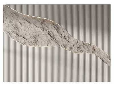 Modern Striped Background Wall With Natural Stone Decorative Panel Design 3d model