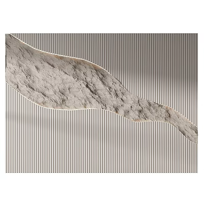 Modern Striped Background Wall With Natural Stone Decorative Panel Design 3d model