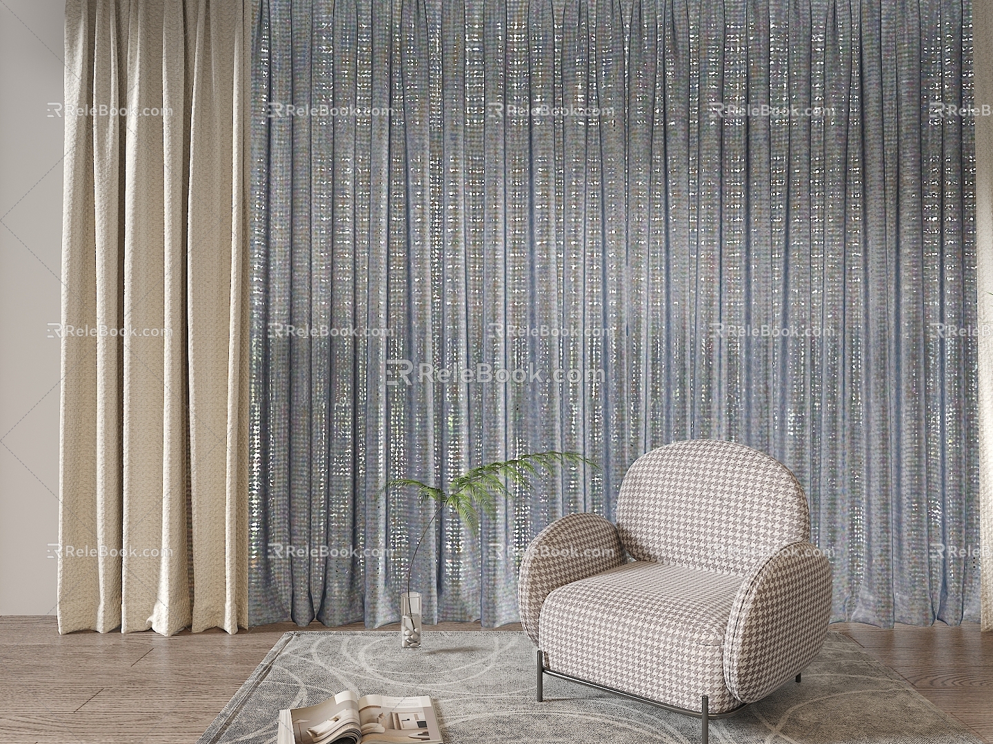 curtain gauze curtain 3d model