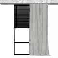 Gray Curtains With Black Blinds For Modern Window Home Decor 3d model