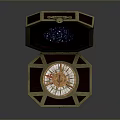 Decorative Lifestyle Item Octagonal Open Wooden Box Featuring Blue Starry Sphere And Golden Trim
