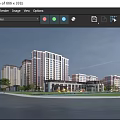 Modern High Rise Residential Building Complex With Green Landscape Trees And People Walking