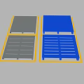 Industrial Equipment Metal Panels Featuring Blue Silver Striped And Smooth Surfaces
